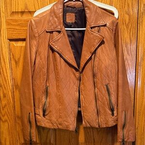 Gap Brown Quilted 100% Genuine Leather Jacket